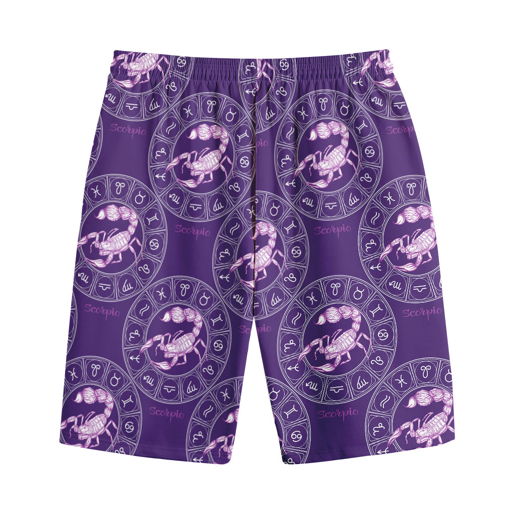 Purple Scorpio Zodiac Pattern Print Cotton Shorts