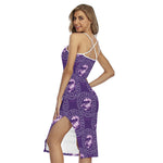 Purple Scorpio Zodiac Pattern Print Cross Back Cami Dress
