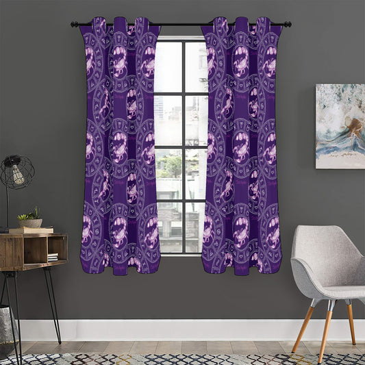 Purple Scorpio Zodiac Pattern Print Curtain