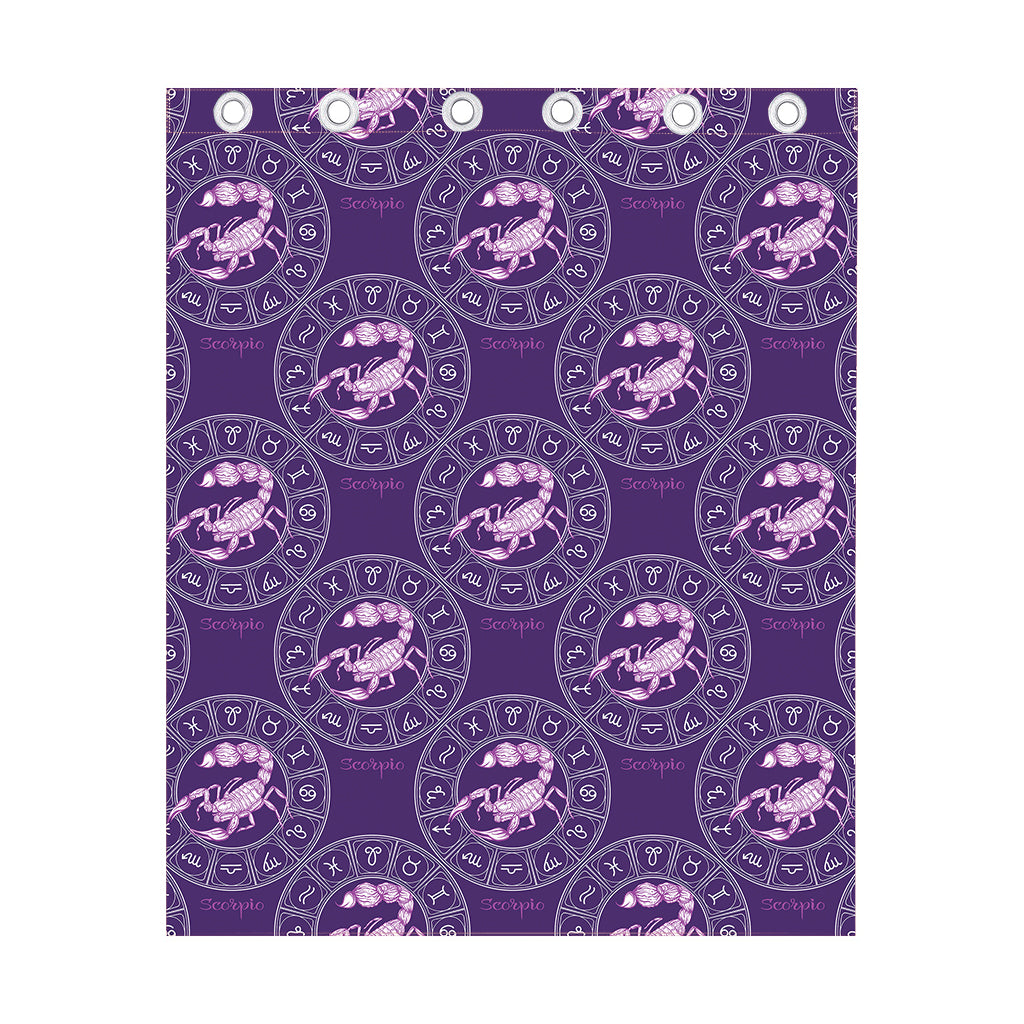 Purple Scorpio Zodiac Pattern Print Curtain
