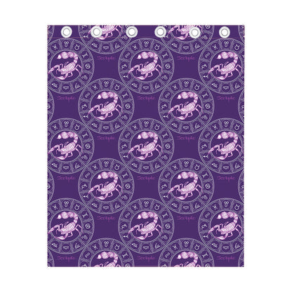Purple Scorpio Zodiac Pattern Print Curtain