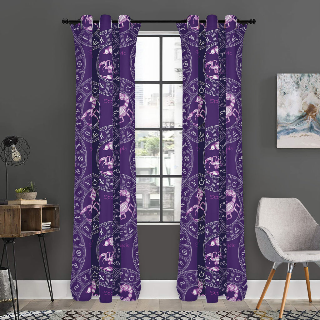 Purple Scorpio Zodiac Pattern Print Curtain