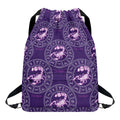 Purple Scorpio Zodiac Pattern Print Drawstring Backpack