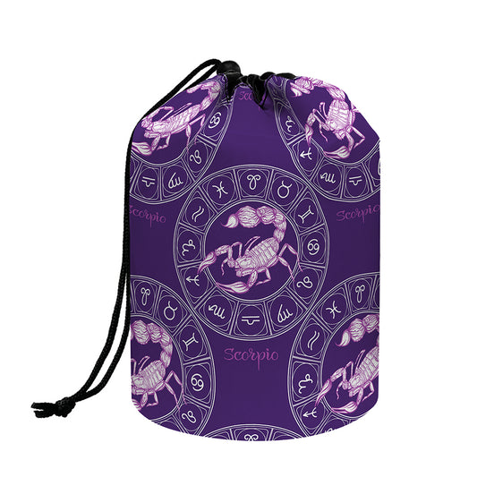 Purple Scorpio Zodiac Pattern Print Drawstring Makeup Bag