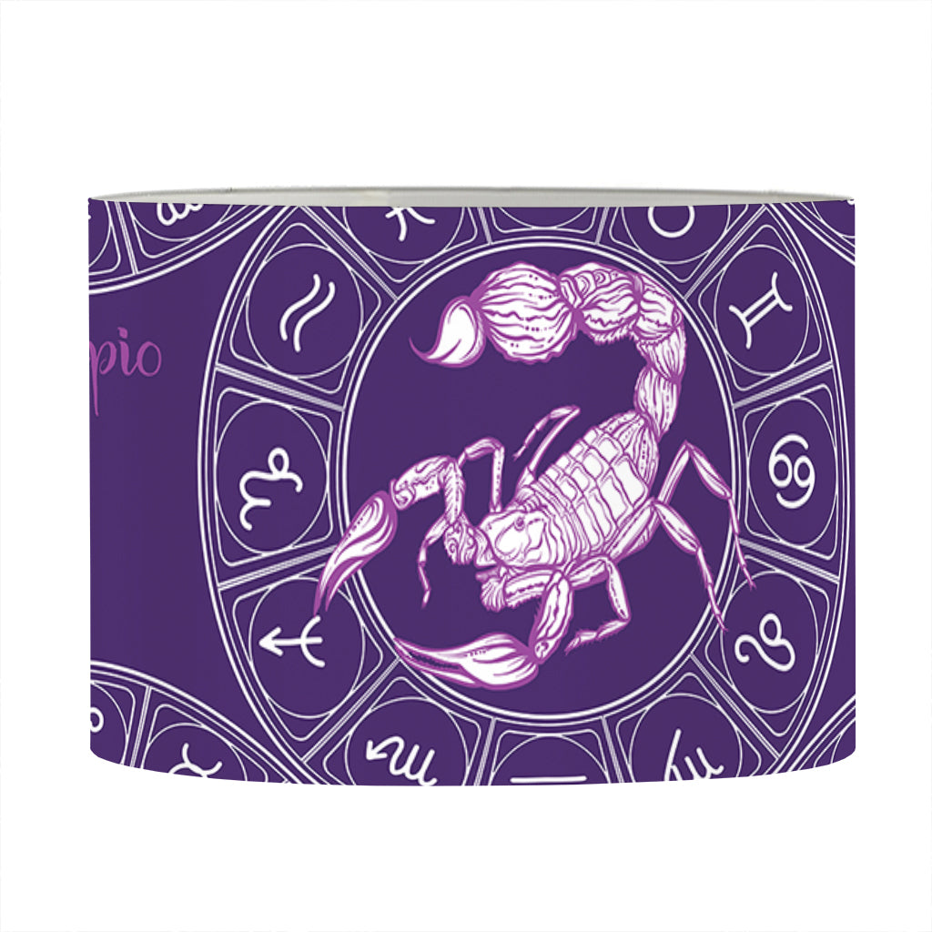 Purple Scorpio Zodiac Pattern Print Drum Lamp Shade