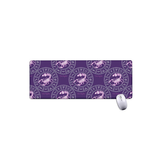 Purple Scorpio Zodiac Pattern Print Extended Mouse Pad