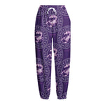 Purple Scorpio Zodiac Pattern Print Fleece Lined Knit Pants