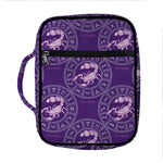 Purple Scorpio Zodiac Pattern Print Front Pocket Bible Bag