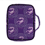 Purple Scorpio Zodiac Pattern Print Front Pocket Bible Bag