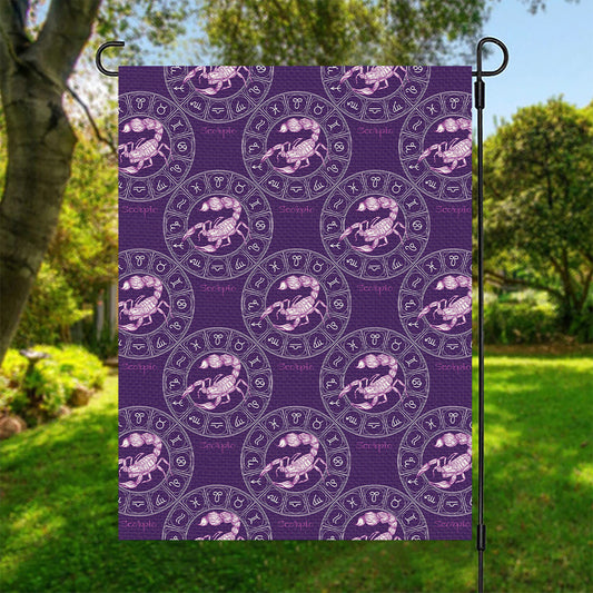 Purple Scorpio Zodiac Pattern Print Garden Flag