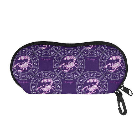 Purple Scorpio Zodiac Pattern Print Glasses Case