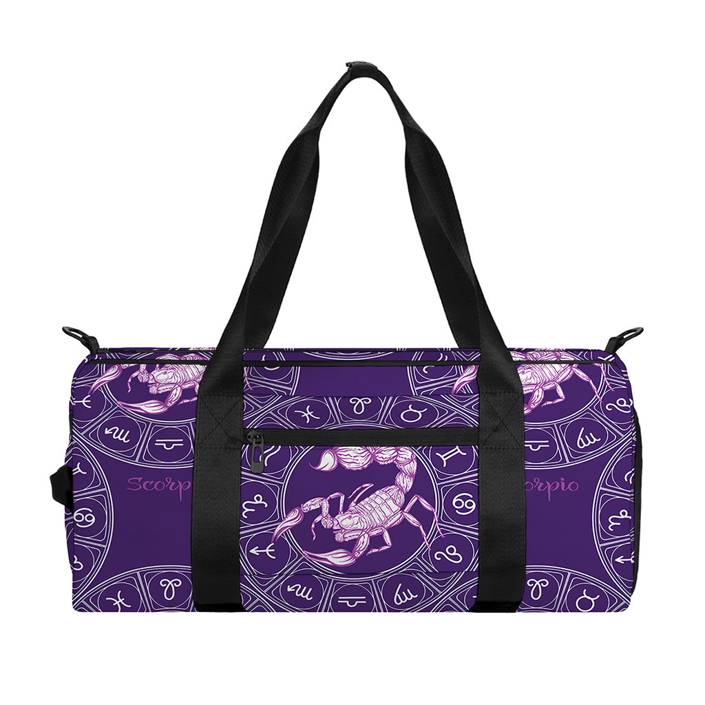 Purple Scorpio Zodiac Pattern Print Gym Bag