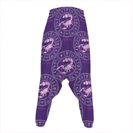Purple Scorpio Zodiac Pattern Print Hammer Pants