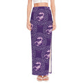 Purple Scorpio Zodiac Pattern Print High Slit Maxi Skirt
