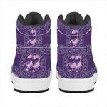 Purple Scorpio Zodiac Pattern Print High Top Leather Sneakers