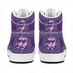 Purple Scorpio Zodiac Pattern Print High Top Leather Sneakers