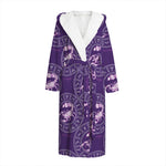 Purple Scorpio Zodiac Pattern Print Hooded Bathrobe