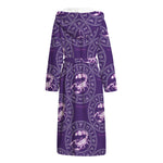 Purple Scorpio Zodiac Pattern Print Hooded Bathrobe