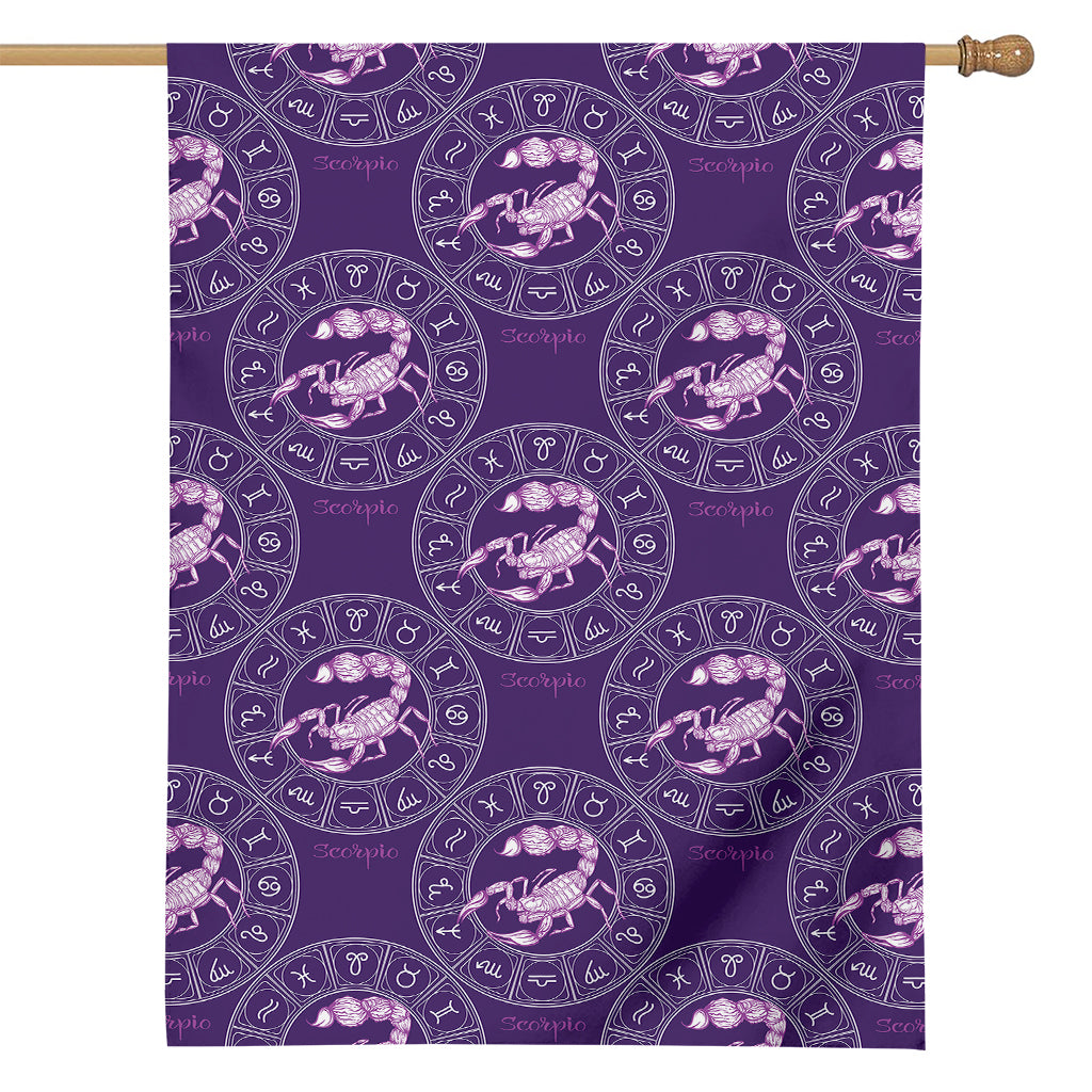 Purple Scorpio Zodiac Pattern Print House Flag
