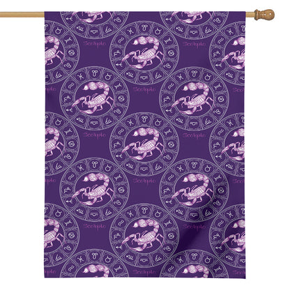 Purple Scorpio Zodiac Pattern Print House Flag