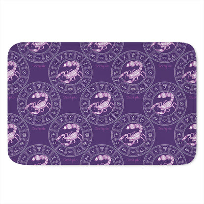 Purple Scorpio Zodiac Pattern Print Indoor Door Mat