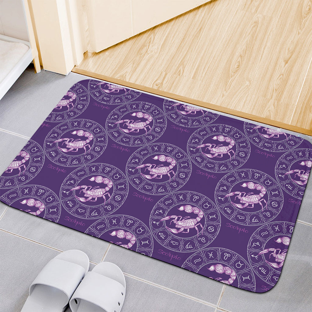 Purple Scorpio Zodiac Pattern Print Indoor Door Mat