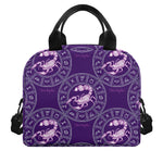 Purple Scorpio Zodiac Pattern Print Insulated Lunch Bag