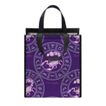Purple Scorpio Zodiac Pattern Print Insulated Lunch Tote
