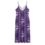 Purple Scorpio Zodiac Pattern Print Jersey Midi Cami Dress