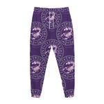 Purple Scorpio Zodiac Pattern Print Jogger Pants