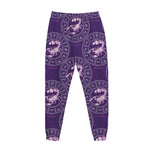 Purple Scorpio Zodiac Pattern Print Jogger Pants