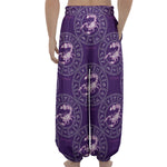Purple Scorpio Zodiac Pattern Print Lantern Pants