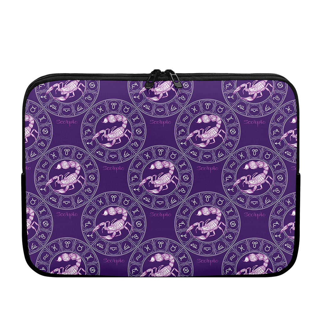 Purple Scorpio Zodiac Pattern Print Laptop Sleeve