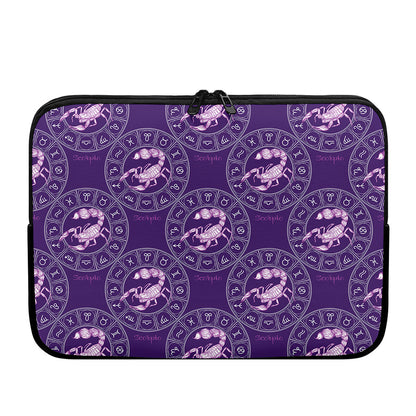 Purple Scorpio Zodiac Pattern Print Laptop Sleeve
