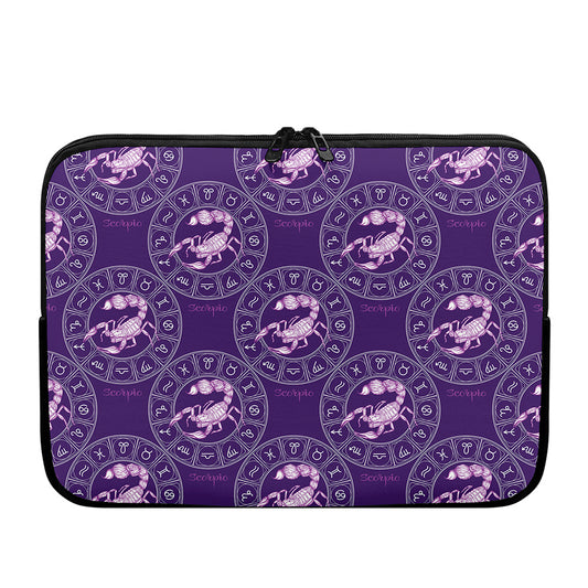 Purple Scorpio Zodiac Pattern Print Laptop Sleeve