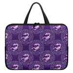 Purple Scorpio Zodiac Pattern Print Laptop Sleeve With Handle