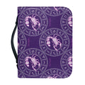 Purple Scorpio Zodiac Pattern Print Leather Bible Cover