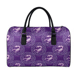 Purple Scorpio Zodiac Pattern Print Leather Duffle Bag