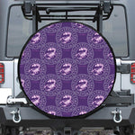 Purple Scorpio Zodiac Pattern Print Leather Spare Tire Cover