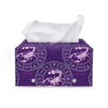 Purple Scorpio Zodiac Pattern Print Leather Tissue Box Cover