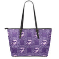 Purple Scorpio Zodiac Pattern Print Leather Tote Bag With Zipper