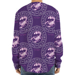 Purple Scorpio Zodiac Pattern Print Long Sleeve Baseball Jersey