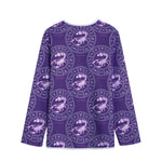 Purple Scorpio Zodiac Pattern Print Long Sleeve Short Coat