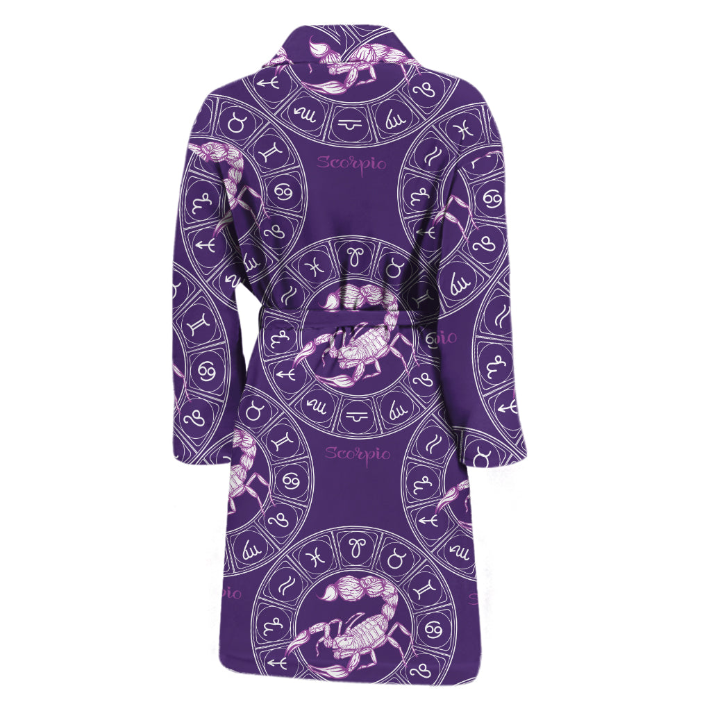 Purple Scorpio Zodiac Pattern Print Men's Bathrobe