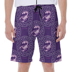 Purple Scorpio Zodiac Pattern Print Men's Beach Shorts
