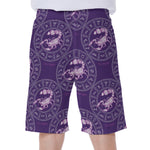 Purple Scorpio Zodiac Pattern Print Men's Beach Shorts