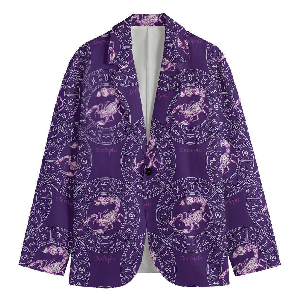 Purple Scorpio Zodiac Pattern Print Men's Blazer