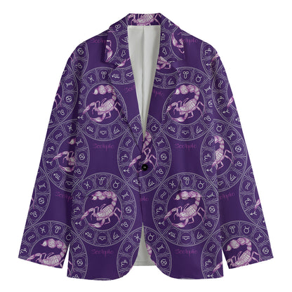 Purple Scorpio Zodiac Pattern Print Men's Blazer