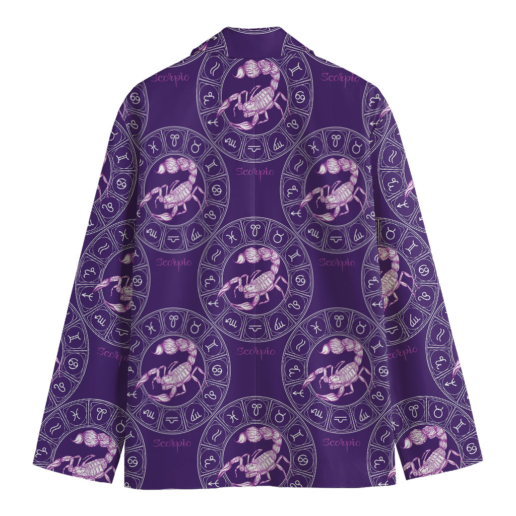 Purple Scorpio Zodiac Pattern Print Men's Blazer