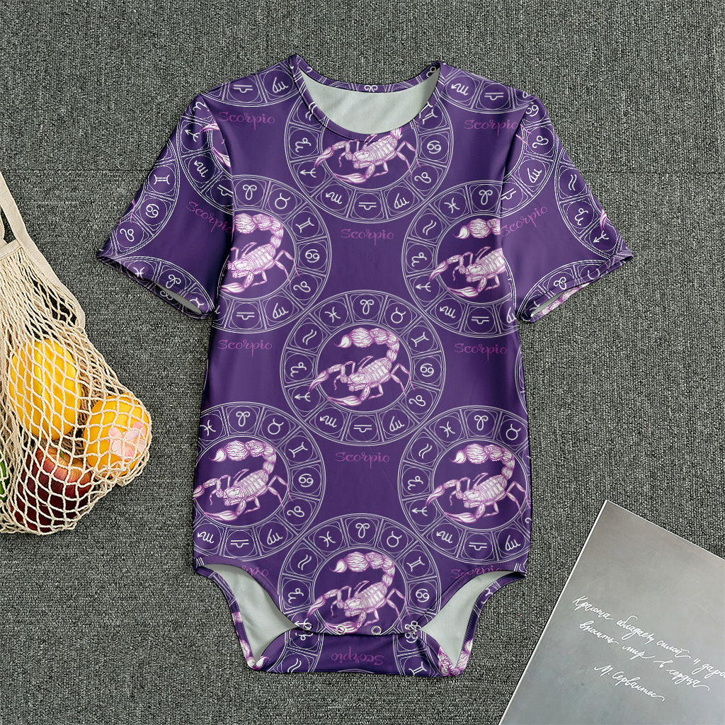 Purple Scorpio Zodiac Pattern Print Men's Bodysuit